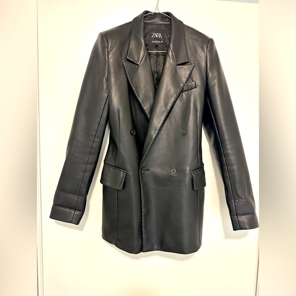 Zara leather jacket size xs in very good condition - Picture 1 of 6